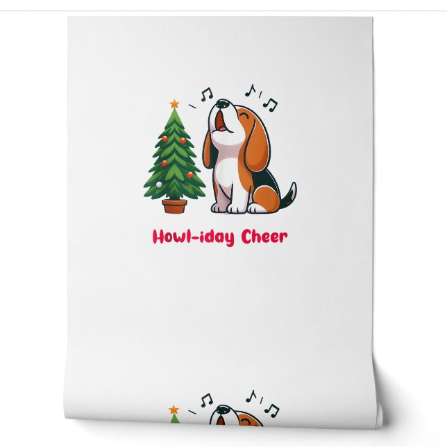 Howl-iday Cheer Beagle met een kerstboom ontwerp Behang (Afrollen)