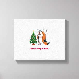 Howl-iday Cheer Beagle met een kerstboom ontwerp Canvas Afdruk