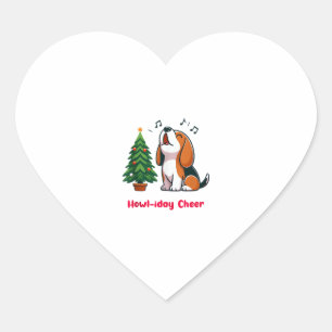 Howl-iday Cheer Beagle met een kerstboom ontwerp Hart Sticker