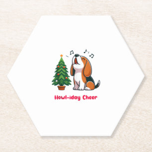 Howl-iday Cheer Beagle met een kerstboom ontwerp Kartonnen Onderzetters