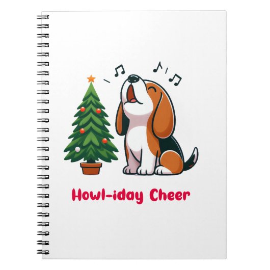 Howl-iday Cheer Beagle met een kerstboom ontwerp Notitieboek (Voorkant)