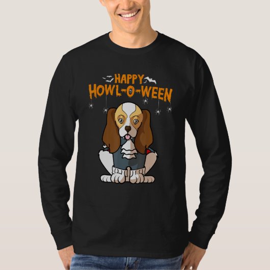 Howl O Ween Cavalier King Charles Spaniel kostuum T-shirt (Voorkant)