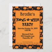 Howl-O-Ween Dog Party Halloween Invitation Kaart (Voorkant)
