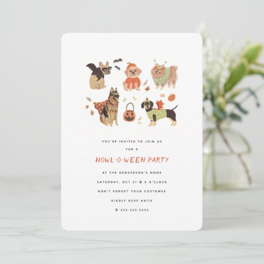Howl-O-Ween Gepeilde Uitnodiging van Halloween van (Staand voorkant)