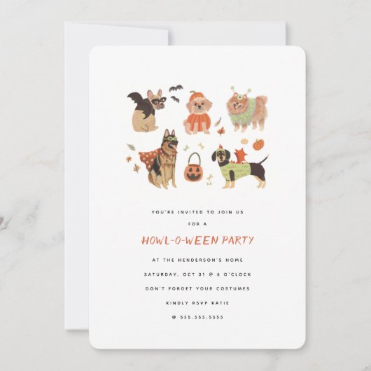 Howl-O-Ween Gepeilde Uitnodiging van Halloween van (Voorkant)