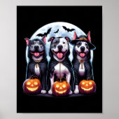 Howl-o-ween Halloween Pitbull Dog Pumpkin Ghost Te Poster (Voorkant)