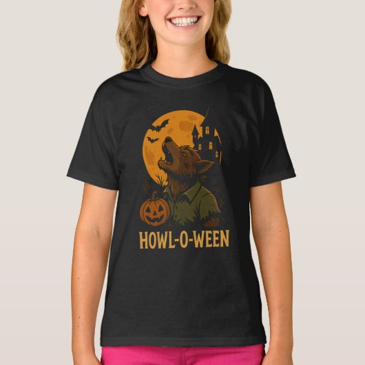Howl-O-Ween Halloween T-Shirt - Grappige Weerwolf  (Voorkant)