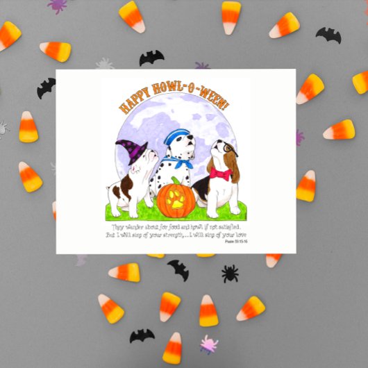Howl-O-Ween-honden in Costume Halloween Briefkaart