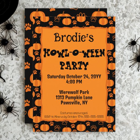 Howl-O-Ween Hondenfeest Halloween Uitnodiging
