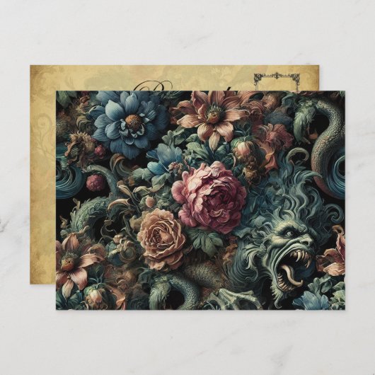 Howl of the Gilded Wild – Gotisch Victoriaans Feestdagenkaart (Voorkant / Achterkant)