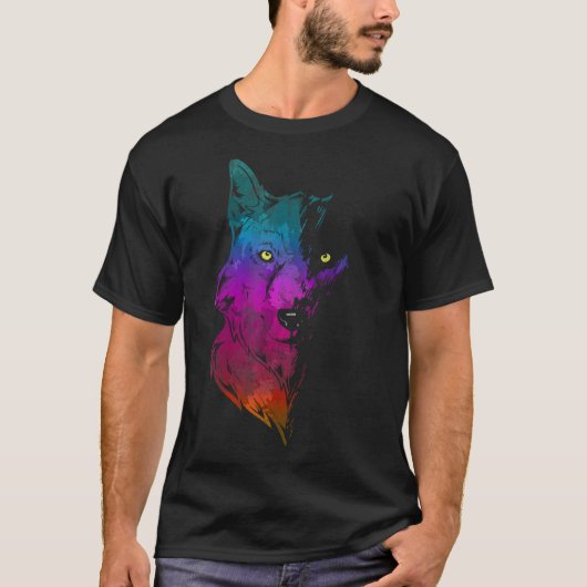 Howl Wildlife Forest Animal Predator Portrait Colo T-shirt (Voorkant)