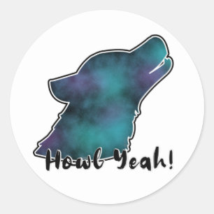 Howl Yeah! Ruimte sterrenstelsel wolf silhouet hoo Ronde Sticker