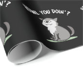 Howl you Doin Funny Baby Wolf Pun Dark BG Cadeaupapier (Rol Hoek)
