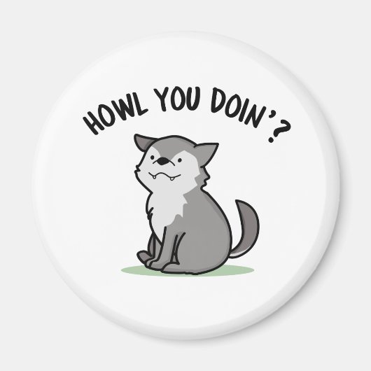 Howl you Doin Funny Baby Wolf Pun Magneet (Voorkant)