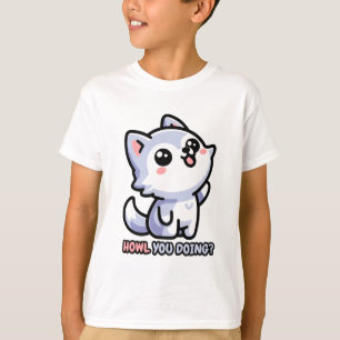 Howl you doing! Schattige Howling Wolf Pun T-shirt