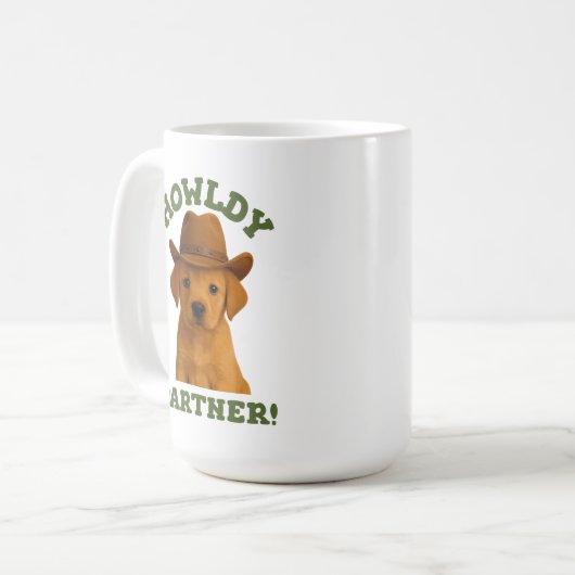 Howldy Partner Schattige Cowboy Puppy Koffiemok (Voorkant links)