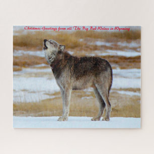 Howlende Wolven.Kerstgroeten Legpuzzel