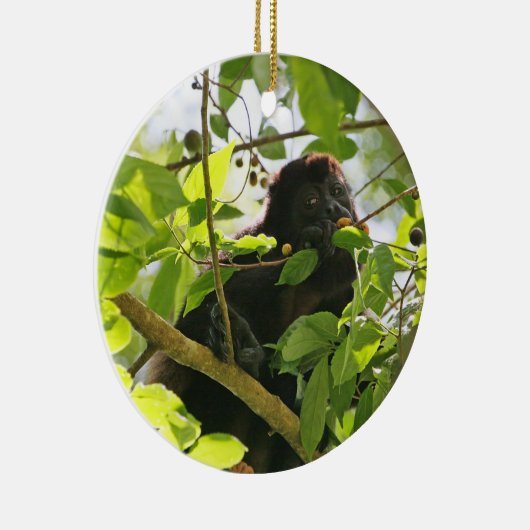 Howler Monkey Eating in het Oerwoud Keramisch Ornament (Rechts)