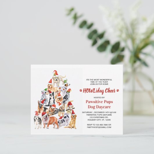 HOWLiday Cheer Hondenliefhebber Kerstmis Business Uitnodiging Briefkaart (Staand voorkant)