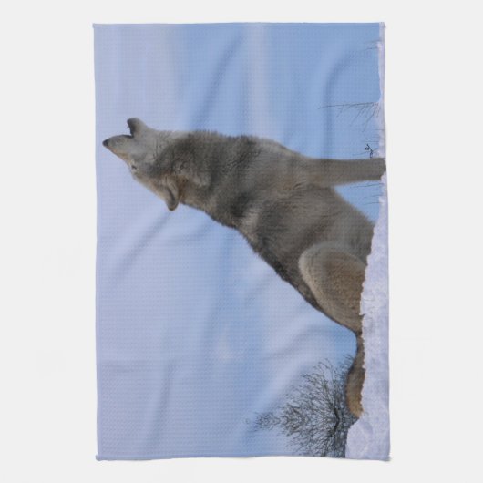 Howling Alaskan Timber Wolf Theedoek (Verticaal)
