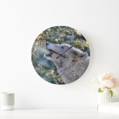 Howling Arctic Grey Wolf Portret Grote Klok (Huis)