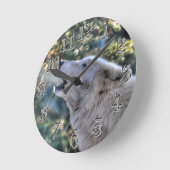 Howling Arctic Grey Wolf Portret Ronde Klok (Hoek)