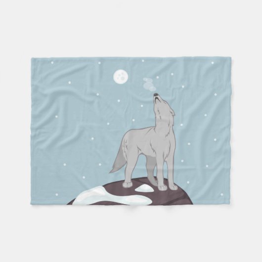 Howling Arctic Wolf Fleece Deken (Voorkant (Horizontaal))