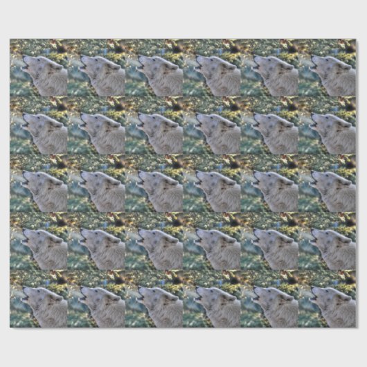 Howling Arctic Wolf in Winter Foto Cadeaupapier (Vlak)