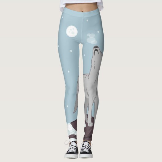 Howling Arctic Wolf Leggings (Voorkant)