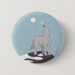 Howling Arctic Wolf Ronde Button 5,7 Cm