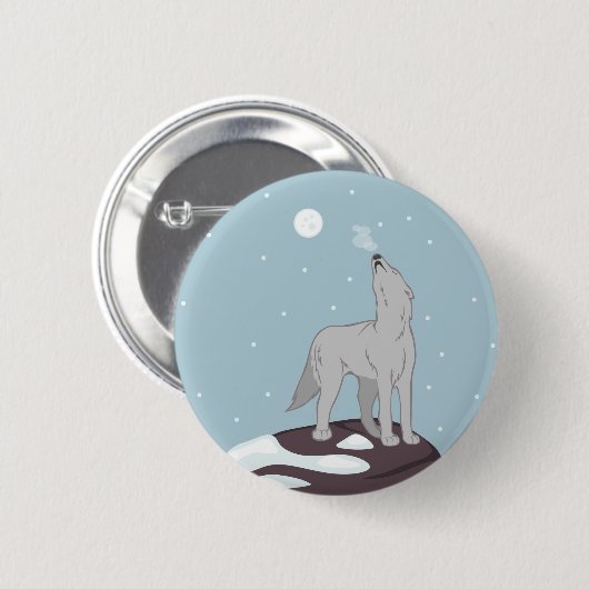 Howling Arctic Wolf Ronde Button 5,7 Cm (Voorkant /achterkant)