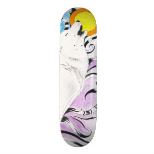 Howling Arctic Wolf Tribal Moon Persoonlijk Skateboard