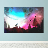 Howling at the Moon Canvas Afdruk (Insitu (Houten vloer))