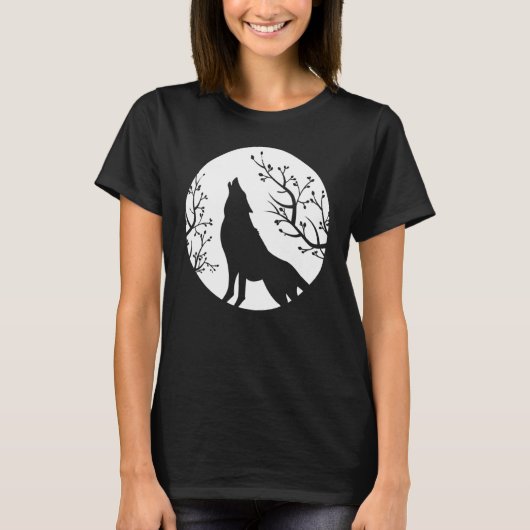 Howling At The Moon Wolves Goth Gothic Wolf 1 T-shirt (Voorkant)