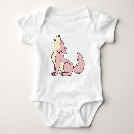 Howling Baby Pink Wolf Romper (Voorkant)