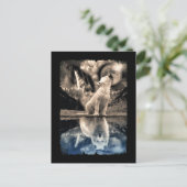 Howling Baby Wolf Moon Mirror Adult Wolf Lover Briefkaart (Staand voorkant)