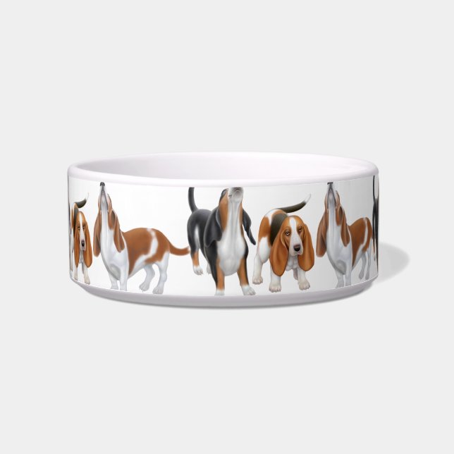 Howling Basset Hound Dogs Bowls Voerbakje (Voorkant)