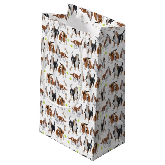 Howling Basset Hound Dogs Gift Bag Klein Cadeauzakje (Achterkant Gekanteld)