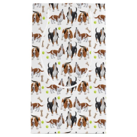 Howling Basset Hound Dogs Gift Bag Klein Cadeauzakje (Voorkant)