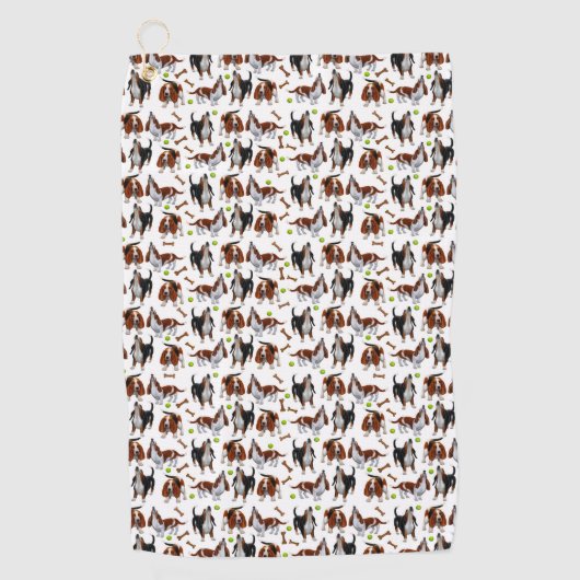 Howling Basset Hound Dogs Golf Towel Golfhanddoek (Voorkant)