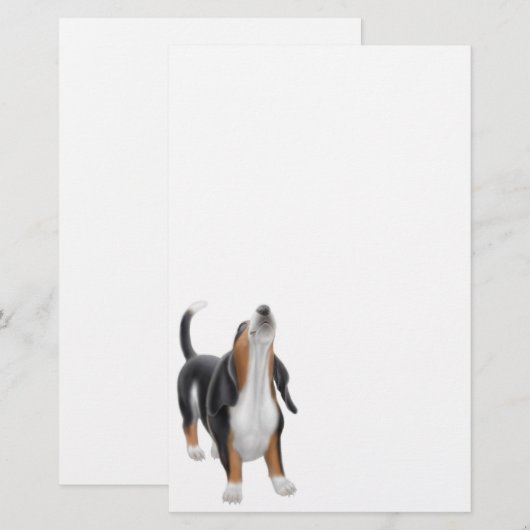 Howling Basset Hound Stationery Briefpapier (Voorkant / Achterkant)
