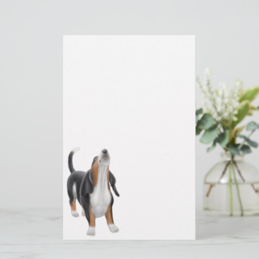 Howling Basset Hound Stationery Briefpapier (Staand voorkant)
