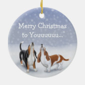 Howling Basset Hounds kerstversiering Keramisch Ornament (Achterkant)