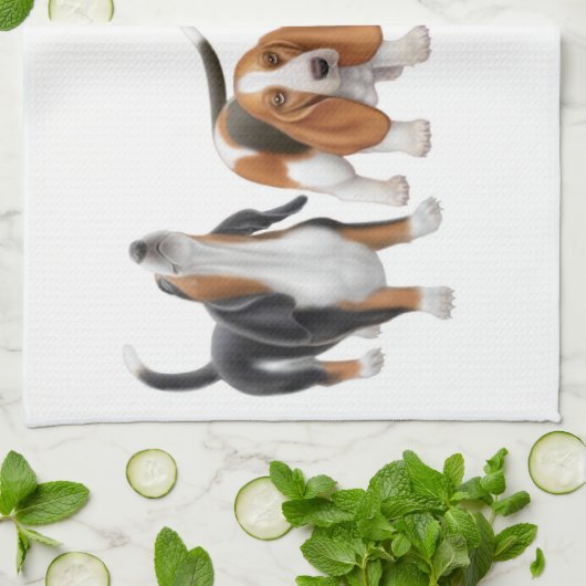 Howling Basset Hounds Kitchen Towel Theedoek (Gevouwen)
