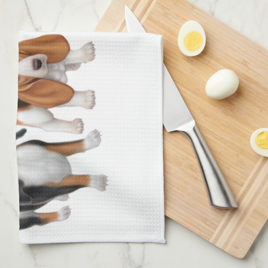 Howling Basset Hounds Kitchen Towel Theedoek (Quarter Fold)