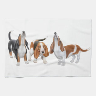 Howling Basset Hounds Kitchen Towel Theedoek