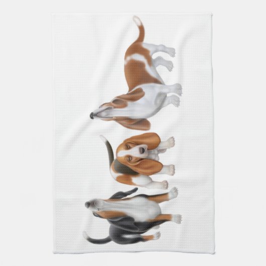 Howling Basset Hounds Kitchen Towel Theedoek (Verticaal)
