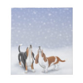 Howling Basset Hounds Winter Snow Notitieblok (Voorkant)
