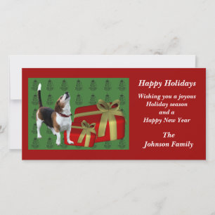 Howling Beagle Animal Christmas Holiday Kaart