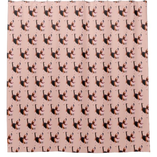 Howling Beagle Cute Dog Douchegordijn (Voorkant)